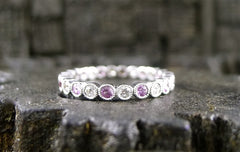 Beverly K 18K White Gold, Pink Sapphire and Diamond Eternity Band Ring