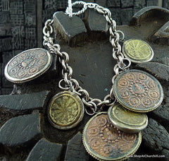 Cheryl Dufault Sterling Silver Wheel of Life Charm Bracelet