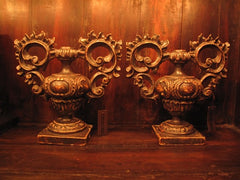 Antique Gessoed Italian Candlesticks/Lamp Bases