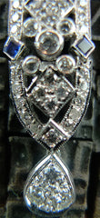 Estate Art Deco Era 18K White Gold, Diamond and Blue Sapphire Earrings