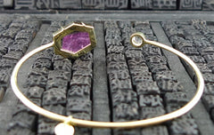 Jemma Wynne Limited Edition 18K Gold  Large Geometric Tourmaline & Round Diamond Bangle Bracelet