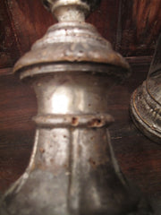 Antique Pair of French Restoration Style Silver Gilt Candleholders