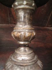 Antique Pair of French Restoration Style Silver Gilt Candleholders