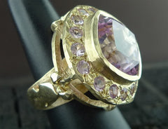 CHURCHILL Private Label Large Kunzite Solitaire Ring 14K Yellow Gold