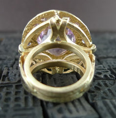 CHURCHILL Private Label Large Kunzite Solitaire Ring 14K Yellow Gold
