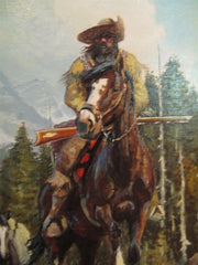 Woodsman in Mountain Landscape, Signed T. Swanton Bateman 20th Century Oil Painting