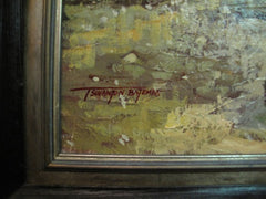 Woodsman in Mountain Landscape, Signed T. Swanton Bateman 20th Century Oil Painting