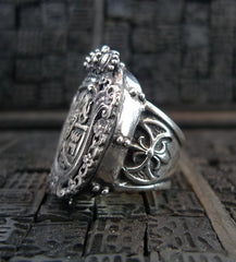 Lazaro Sterling Silver Crest and Crown Ring