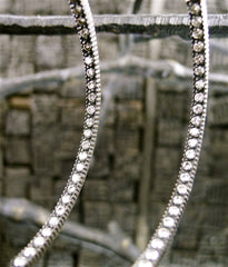 Yossi Harari Pave Diamond Hoop Earrings in Blackened 24K Gold