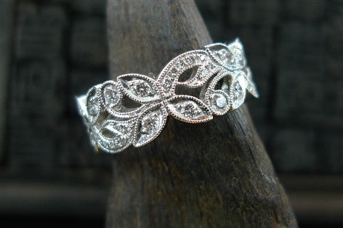 Beverly K Diamond Floral Eternal Ring in 18K White Gold