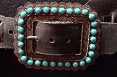 Southwestern Old Pawn Sterling Silver and Turquoise Concho Belt