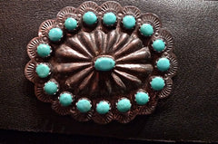 Southwestern Old Pawn Sterling Silver and Turquoise Concho Belt