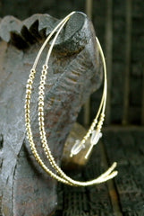 Mizuki 14K Yellow Gold Marquise Hoop Earrings with Laser Cut Beads