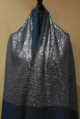 Bajra Cashmere Mini Paillette Sequin Scarf/Stole in Teal Blue with Silver Sequins