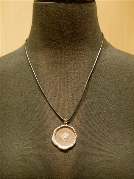 Pyrrha Large Griffon Crest Medal Leather Cord Necklace