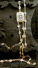 Jarin K Filigree Triple Strand Gold Necklace with Cubic Zirconia