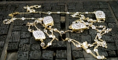 Jarin K Filigree Triple Strand Gold Necklace with Cubic Zirconia