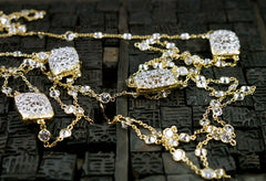 Jarin K Filigree Triple Strand Gold Necklace with Cubic Zirconia
