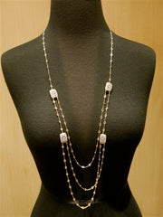Jarin K Filigree Triple Strand Gold Necklace with Cubic Zirconia