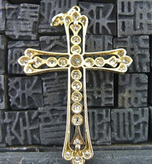 Estate Diamond Cross Pendant in 18K Two Tone Gold Circa 1910