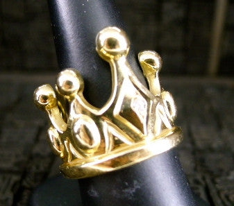 King Baby 18K Yellow Gold and Diamond Crown Band Ring