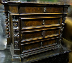 Antique 17th Century Italian Walnut Curiosity Chest