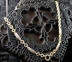 Robert Wander Chocolate and White Diamond Link Necklace in 18K Yellow Gold