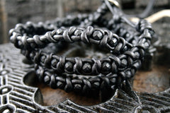 Chan Luu Woven Leather Bracelet with Black Beads