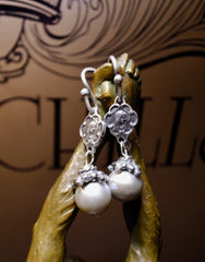 Shannon Koszyk Mary and Jesus Sterling and Grey Pearl Earrings
