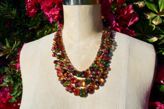 Churchill Private Label Three Strand Briolette Tourmaline Necklace with 22K Yellow Gold