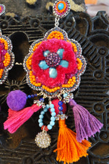 Roni Blanshay Chandelier Earring with Tassels and PomPoms