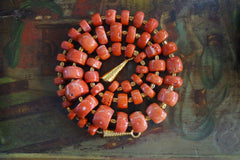 Churchill Private Label Necklace of Rare Coral Beads with 18K/22K Yellow Gold