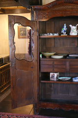 Antique French Armoire with Carved Bonnet and Glass Doors