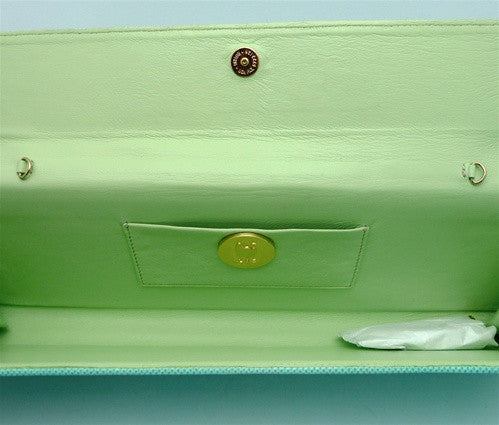 LAI Aqua Lizard Clutch with Lime Interior