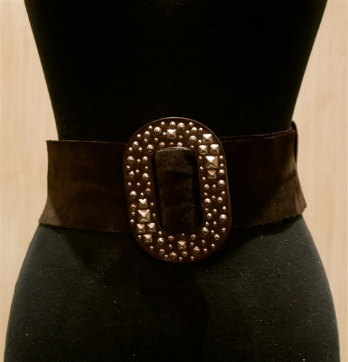 B-Low The Belt Milano Brown Suede Belt with Studded Buckle