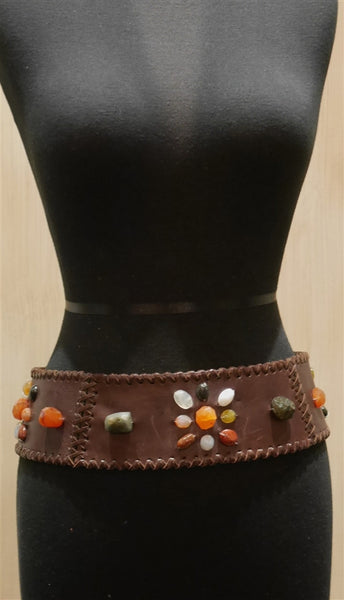 Orciani Brown Beaded Wide Belt