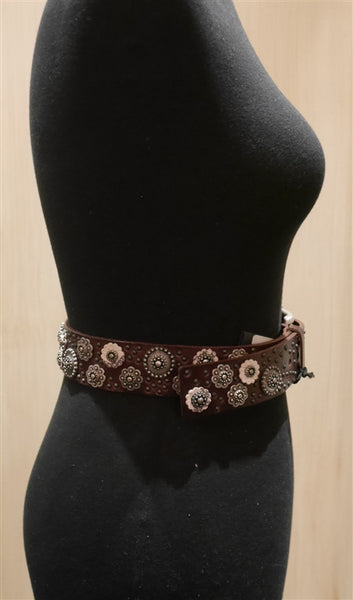 Orciani Studded Brown Leather Belt
