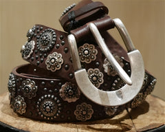 Orciani Studded Brown Leather Belt