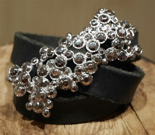 Orciani Sliver Jeweled Black Belt