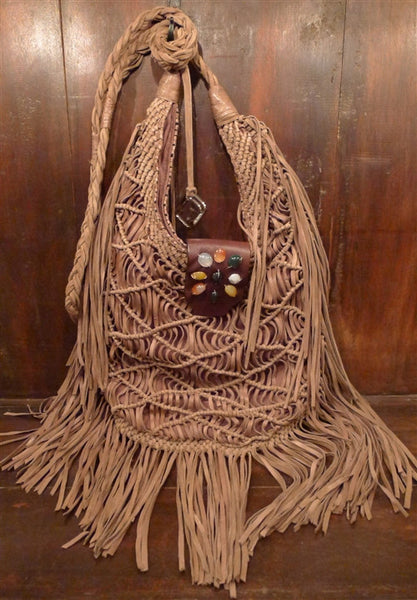 Orciani Fringed Suede Crossover Shoulder Bag with Stone Embellishment