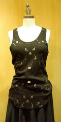 Jarbo Black Ribbed Tank Tee with Silver Shooting Stars