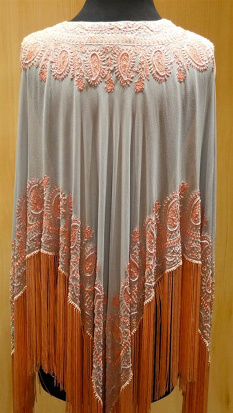 Tanja Pignatelli Silk Fringe Beaded Caftan Poncho