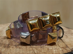 Orciani Clear Gold Studded Skinny Belt