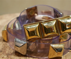 Orciani Clear Gold Studded Skinny Belt