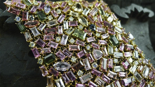 Lorraine Schwartz Multicolor Sapphire and Diamond Mesh Bracelet in 18K Gold
