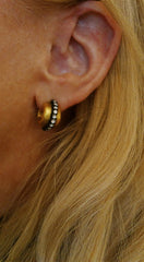 Yossi Harari Sara Hoop Earrings with Diamonds in 24K Gold and Oxidized "Gilver"