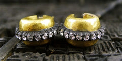 Yossi Harari Sara Hoop Earrings with Diamonds in 24K Gold and Oxidized "Gilver"