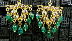 Vintage Emerald and Diamond Earrings in 22K Yellow Gold