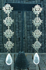 Marisa Perry Long Clear Quartz Earrings in Sterling Silver