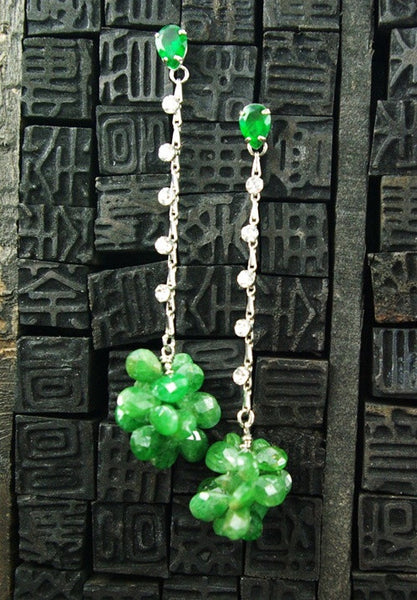 Jardin Simulated Emerald and Cubic Zirconia Drop Earrings